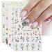 JMEOWIO 10 Sheets Flower Nail Art Stickers Decals Self-Adhesive Spring Summer Line Colorful Floral Nail Supplies Nail Art Design Decoration Accessories