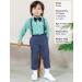 Mint Green Baby Boy 4pcs Gentleman Wedding Suit Set 18-24 Months - Long Sleeves Striped Shirts, Trousers, Suspenders, Bowtie - Buy Online on GoSupps.com
