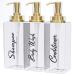 Akalin Shampoo and Conditioner Dispenser 16oz Set of 3 Refillable Shampoo and Conditioner Bottles with Pump 3 Clear Body Wash Dispenser for Shower Gold Soap Dispenser Bathroom (Clear) 3pcs 500ml Gold Pump Bottles - Clear