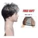 Men's Short Gray Synthetic Wig for Cosplay - Natural Straight Grey/Black Mix - Silver Short Hair - Buy Online on GoSupps.com