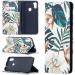 Buy Magon Wallet Case for Samsung Galaxy A21 - Stylish PU Leather Folding Cover with Card Compartment Leaf & Flower Design - Buy Online on GoSupps.com