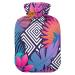 Heat bottle with cover 1 l of durable warm-up bag for hand feet shoulder and neck pain cramps heating press and heat therapy pattern of grids tropical flowers Hibiskus_603