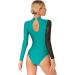 Freebily Women's Sheer Mesh Long Sleeve Sequined Mock Neck Bodysuit Green X-Large - Buy Online on GoSupps.com