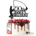 Tenhaisi Black Glitter Happy 50th Birthday Cake Topper 50th Birthday Party Decorations Fishing Cake Topper Fisherman 50th Birthday Party Supplies
