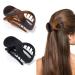 2 Pack Hair Claw Clips Stylish Hair Clips for Thick Hair Non Slip Claw Clips Strong Hold Big Hair Gripper French Design Hair Accessories for Women Girls Ladies Thick Long Hair(Black and Amber)