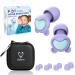 Kids Ear Plugs (5-12 yrs) - Reusable Noise Reduction Samll Earplugs for Focus Travel Concerts Socializing Sports Events Sleep Noise Sensitivity - 8 Ear Tips in XS/S/M/L - 26dB Noise Cancelling Violet+geen