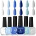 Glamonade Nail Polish Set - Glitter Blue White Color Water Based 10-Free Non Toxic Nail Polish 0.24 oz 6 Colors Nail Polish Nail Polish Kit Rounded Design Brush Nail Polish For Beginners