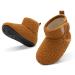JOINFREE Baby Girls Boys House Shoes Baby Slippers with Non-Slip Rubber Sole Toddlers Cozy Home Booties 3/3.5 UK Child Brown