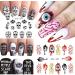 Halloween Nail Stickers Day of the Dead Water Transfer Nail Decals 24 Sheets Skull Ghost Eye Hulk Clown Witch Nail Art Stickers for Halloween Party Supply Fingernails Toenails Decorations - Buy Online on GoSupps.com