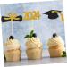 12Pcs Graduation Cupcake Toppers Glitter Cake Toppers Class of 2024 Congrats Grad Cap Diploma Cupcake Picks for Graduation Party Decorations -Golden Black - Buy Online on GoSupps.com