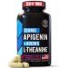 Apigenin with L Theanine supplement - 500mg - Apigenin Supplement for Sleep Relaxation & Mood - Powerful Bioflavonoid & Antioxidants Found in Chamomile Tea - 120 Vegan caps. NON- GMO. Made in USA