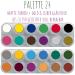 Grimas Professional Water Make-Up Palette A+B | 24x2.5ml High-Quality Face Painting & Carnival Make-Up | Multicolored WMUP24 - Buy Online on GoSupps.com