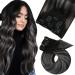 Moresoo Clip in Hair Extensions Clip in Human Hair Balayage Black and Silver Human Hair Extensions Clip in 20 Inch 7 Pieces/120g #1B/Silver/1B 50 cm #1B/Silver/1B