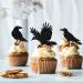 Leetaivie 24Pcs Black Glitter Crow Dessert Cupcake Toppers - Featured Halloween Themed Party Cake Topper (black) - Buy Online on GoSupps.com