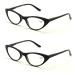 V.W.E. 2 Pairs Deluxe Female Cateye Vintage Reading Glasses Women Readers (2 Black 2.75)