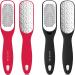 Foot Files Spa Hard Skin Removal Pedicure Care Set Callus Remover Washable Stainless Steel Double-Sides (Black and Red) Red and Black