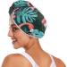 Red Flamingos Tropical Leaf Hair Towel 2 Pack | Super Absorbent Quick Dry Hair Turbans for Women & Girls - Buy Online on GoSupps.com