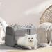 Petsfit Transport Box - Foldable Pet Carrier for Cats & Small Dogs | Portable Travel Bag with Shoulder Strap & Expandable Bed Inlay | Large Gray - Buy Online on GoSupps.com
