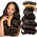 Lomelomme Natural Hair Extensions - Real Body Wave Human Hair Bundles & Closure (16/18/20/22 Inch) - Black Brazilian Wavy Hair for Women - International Shipping Available - Buy Online on GoSupps.com