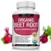Organic Beet Root Powder Tablets - 2040mg Natural Nitric Oxide Beets to Support Circulation  Energy  Black Pepper Better Absorption  Non-GMO  for Men Women  90 Tablets V1