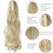 Ponytail Extension Clip in 18-20 Inch Long Wavy/Straight Wrap Around Hairpiece Light Blonde Mix Bleach Blonde - Curly Claw Style for Women/Girls - Buy Online on GoSupps.com