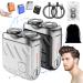 Beard Shaver Traveler Mini and Portable Suitcase Design Double-Ring Magnetic Cutter Men's Favorite Portable Mini Electrict Shaver PX7 Waterproof Razor Pocket Size USB Rechargeable (2PCS-B)