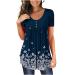 KICILVS Womens Tunic Tops to Wear with Leggings Floral Printed Short Sleeve Henley V Neck Tshirt Casual Dressy Blouses Womens Plus Size Tops-navy XX-Large