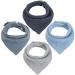WD&CD 4 Pieces Triangle Baby Dribble Bibs with 2 Adjustable Button Soft & Absorbent for Boys Girls