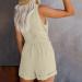 Elegant Women's Summer Jumpsuit Romper - Floral Pattern V-Neck Loose Casual Short Pants Suit with Zipper - Beige M - Buy Online on GoSupps.com