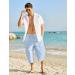 COOFANDY Men's Baggy Harem Pants | Drawstring Cotton Linen | Wide Leg Capri Yoga Beach Pants - XXL Sky Blue - Buy Online on GoSupps.com