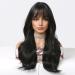 Shop Natural Long Black Wigs for Black Women - Curly Brunette Heat-Resistant with Bangs - Buy Online on GoSupps.com
