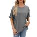Women T-shirt v neckline round brief neck casual top summer shirt basic tops printed women t-shirt shirt women elegant t-shirt women elegant tight tops women sexy elegant party red gray l