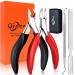 Orelex nail scissors for thick and deeply ingrown toenails professional stainless steel pedicure nail clipper ergonomic comfort long handle manicure clipper 4 pieces set footnail pliers - with gift box red black