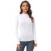 AUHEGN Women's Mock Turtleneck Tops Casual Slim Fitted Long Sleeve Base Layer Shirts Small White
