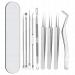 Blackhead Remover Pimple Popper Tool Kit 9 Pcs Comedone Pimple Extractor Tool Black Head Remover Milia Removal Tool Acne Kit for Blackhead Whitehead Popping Zit Removing Extra Eyebrow Tweezers