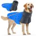 Slowton winter dog coat warm polar trap lining dogs outdoor jacket with turtleneck scarf reflecting stripes adjustable waterproof windproof outfits for small medium -sized dogs xl blue