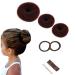3 pieces Donut Hair Bun Maker Set with 2 elastic hair band 10 U-shape hairpise hairpin dutt pillow dutt maker for children girls women (brown)