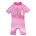 BONVERANO Baby Girls Sunsuit/Swimsuit UPF 50+ Sun Protection One Pieces Short Sleeves with Sun Hat. Stripe One Size