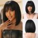 Esmee Short Straight Black Bob Wigs with Fringe for Women Shoulder Length Synthetic Wig for Daily Party Cosplay Use Black 12 Inch (Pack of 1)