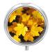 Pill Box Pill Case 3 Compartment Travel Pill Box Yellow Maple Leaves Printing Small Pill Box Portable Medicine Pill Case Pill Organizer for Purse & Pocket for Travel Handbag (Round)