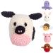 LEISURE ARTS Pudgies Animals Crochet Kit, Cow, 3", Complete Crochet kit, Learn to Crochet Animal Starter kit for All Ages, Includes Instructions, DIY amigurumi Crochet Kits