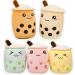 AMOZO Cute Cartoon Boba Milk Tea Soft Plush Doll Giant Boba Bubble Plushie Stuffed Tea Cup Pillow Gift Toys(Pink 35cm) Pink 35cm