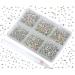 Bymitel 7200 Pieces 6 Mixed Sizes Glue Fix on  Glass Rhinestones Round Crystal Gems Flatback for DIY Jewelry Making with one Picking Pen (6-Sizes 7200PCS, Crystal AB) 6-SIZES 7200PCS Crystal AB