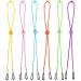 6-Color Pack 13" Long Round Nylon Elastic Adjustable Length Face Mask Ear Loop Extender Lanyard Holders, Snap-On Clip Hook Flower Sliding Cord Lock Neck Hanger Retainer Pressure Relief Adult Kid Size