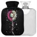 Naanle daisy sunflower sunflower skull hot water bottle with reference transparent hot water bottle Handfoots Warmer Heading bag for pain relief heat and cold therapy 1l