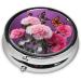 Beautiful Purple Butterfly Floral Round Pill Box | 3 Compartment Travel Medicine Organizer | Decorative Portable Pill Case for Vitamins - Buy Online on GoSupps.com