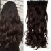 S-noilite Fashion One Piece Clip in Hair Extensions Half Full Head 5 Clips Curly Wavy Hairpiece 24 Inches(60cm)- Medium Brown Medium Brown 24 Inch