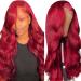 BRYZILLEN 99J Burgundy Lace Front Wigs Human Hair Pre Plucked 13X4 HD Transparent 180% Density Body Wave Lace Frontal Wig with Baby Hair Glueless Wine Red Colored Lace Front Wigs for Women 20 Inch