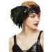 Coucoland 1920s headband spring women 20s style flapper charleston hair band great gatby women carnival costume accessories (black)
