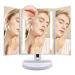Auxmir Vanity Makeup Mirror with Natural LED Lights 1x/10x Trifold Magnifying Mirror Dual Power Cosmetic Mirror with Touch Screen 180 Brightness Adjustable Lighted Dressing Mirror